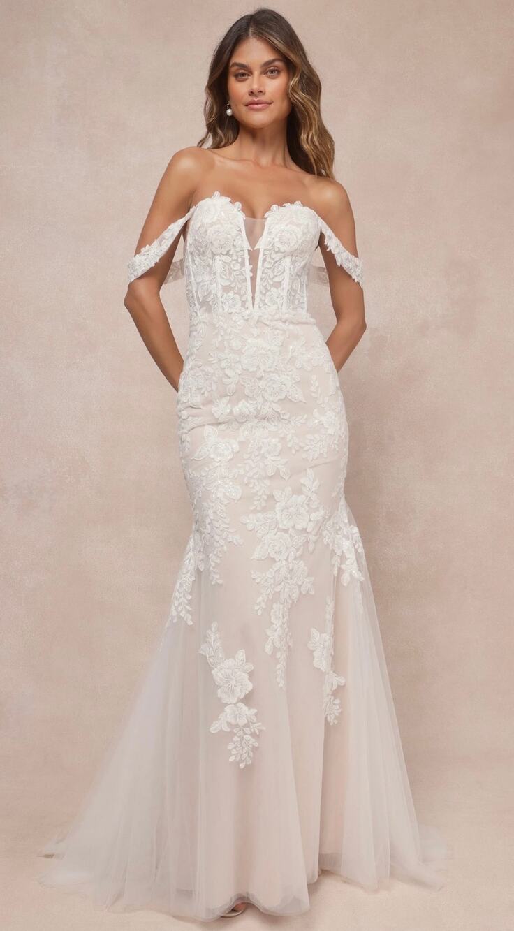 NWT! Lulus Endless Dedication White Embroidered Off-the-Shoulder Maxi Dress 4